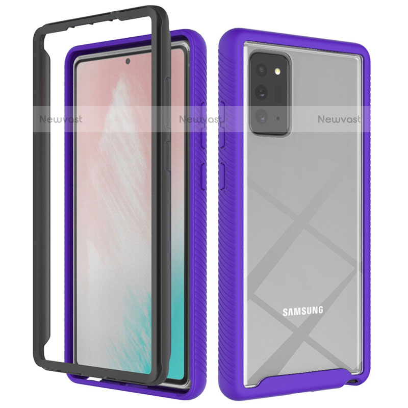 Silicone Transparent Frame Case Cover 360 Degrees ZJ1 for Samsung Galaxy Note 20 5G Clove Purple