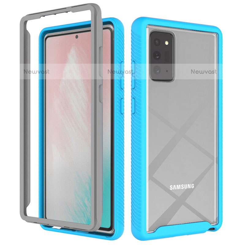 Silicone Transparent Frame Case Cover 360 Degrees ZJ1 for Samsung Galaxy Note 20 5G Sky Blue