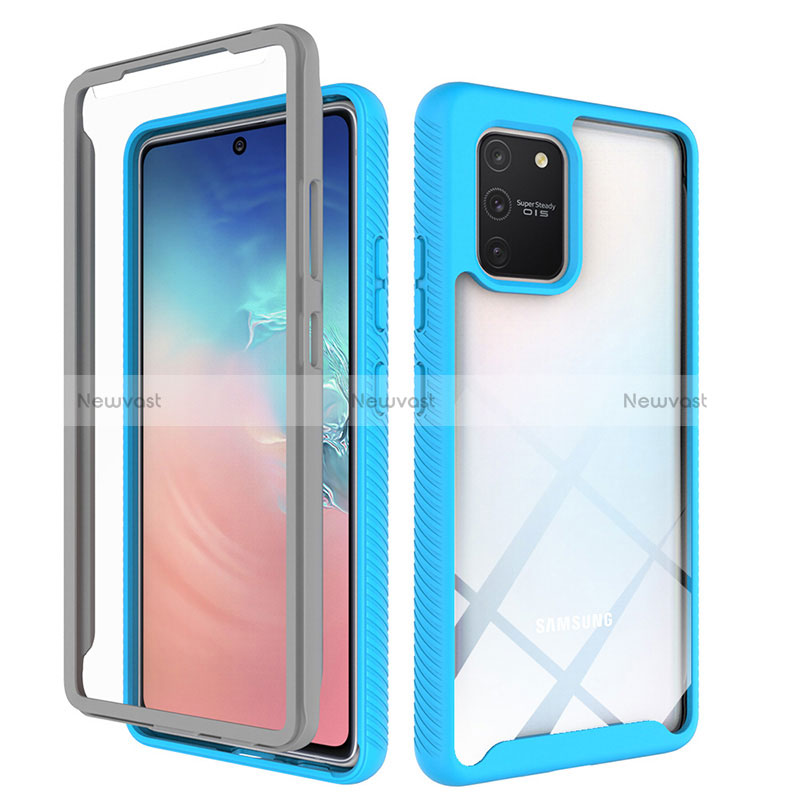 Silicone Transparent Frame Case Cover 360 Degrees ZJ1 for Samsung Galaxy S10 Lite Sky Blue