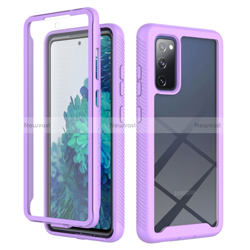Silicone Transparent Frame Case Cover 360 Degrees ZJ1 for Samsung Galaxy S20 Lite 5G Clove Purple