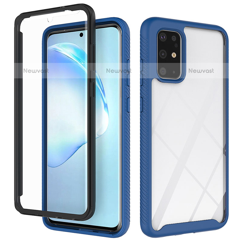 Silicone Transparent Frame Case Cover 360 Degrees ZJ1 for Samsung Galaxy S20 Plus 5G Blue