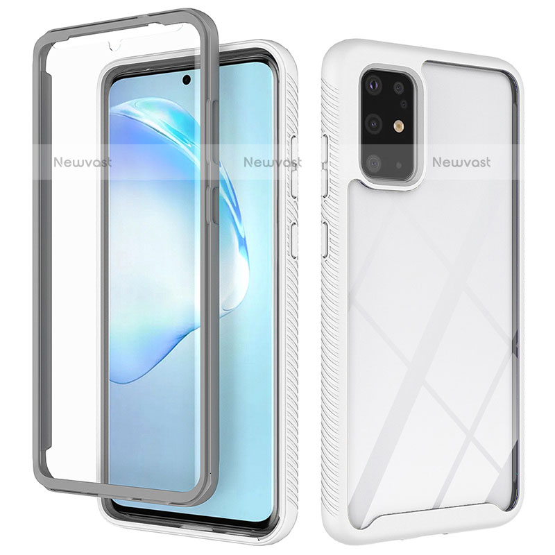 Silicone Transparent Frame Case Cover 360 Degrees ZJ1 for Samsung Galaxy S20 Plus 5G White