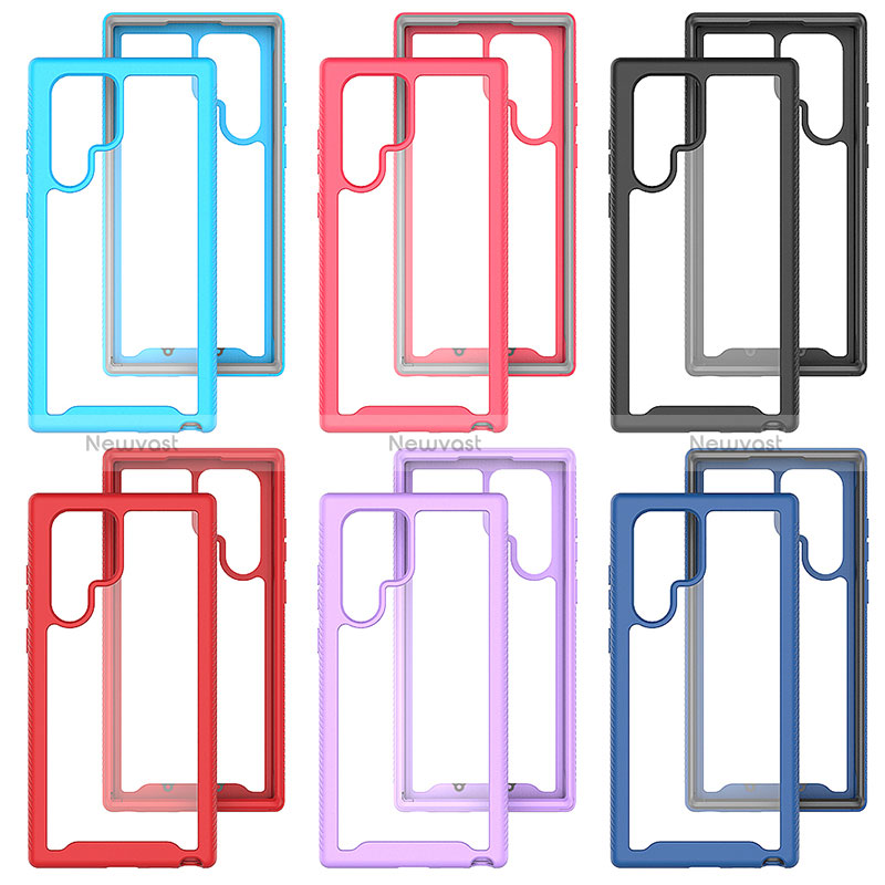 Silicone Transparent Frame Case Cover 360 Degrees ZJ1 for Samsung Galaxy S22 Ultra 5G