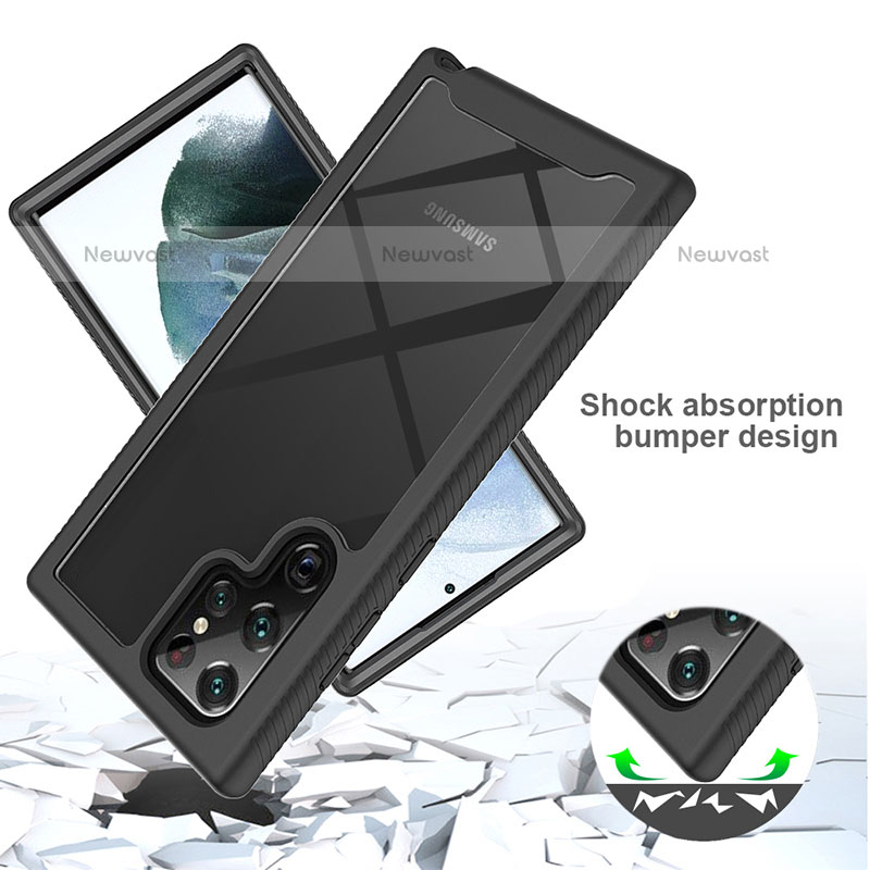 Silicone Transparent Frame Case Cover 360 Degrees ZJ1 for Samsung Galaxy S23 Ultra 5G