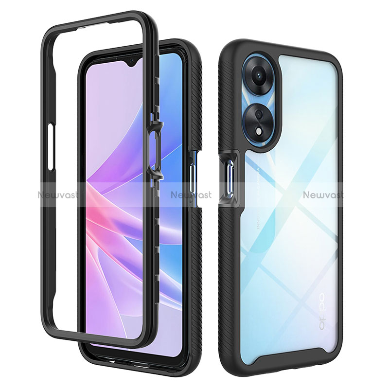 Silicone Transparent Frame Case Cover 360 Degrees ZJ2 for Oppo A78 5G Black