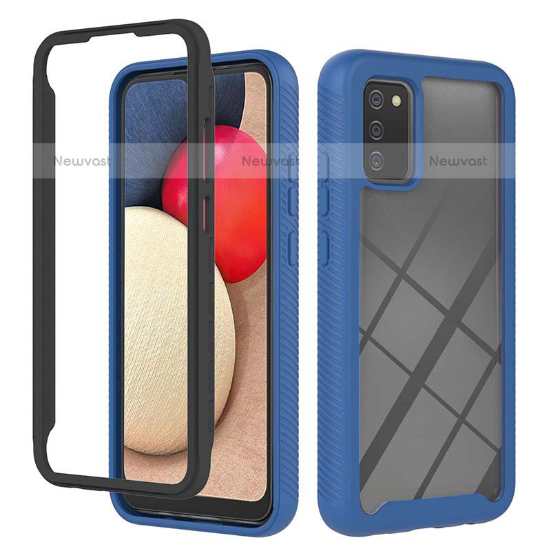 Silicone Transparent Frame Case Cover 360 Degrees ZJ2 for Samsung Galaxy A02s Blue