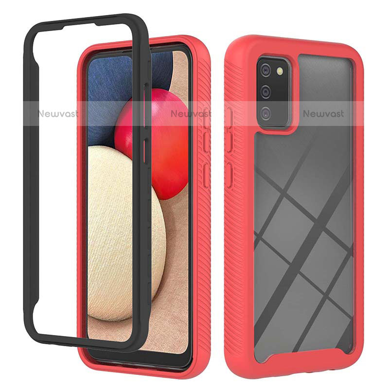 Silicone Transparent Frame Case Cover 360 Degrees ZJ2 for Samsung Galaxy A02s Red