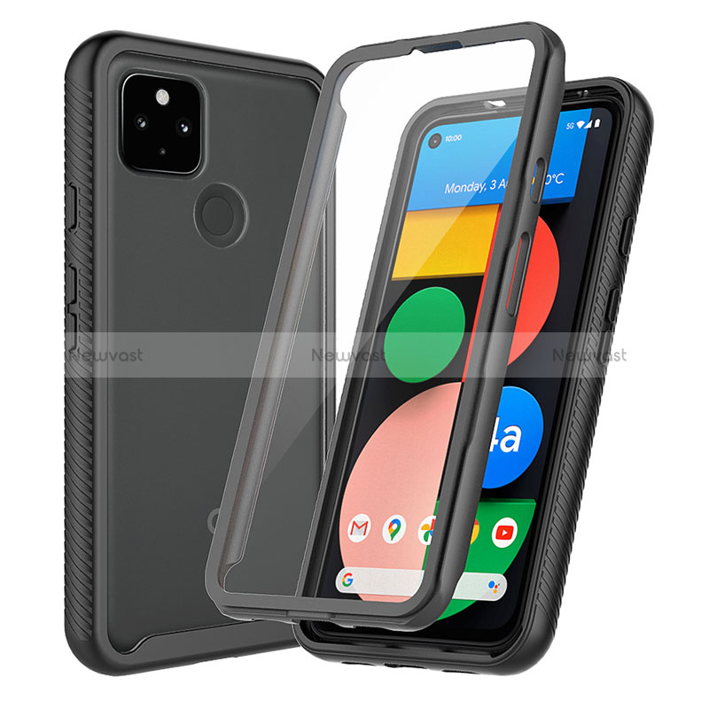 Silicone Transparent Frame Case Cover 360 Degrees ZJ3 for Google Pixel 4a 5G