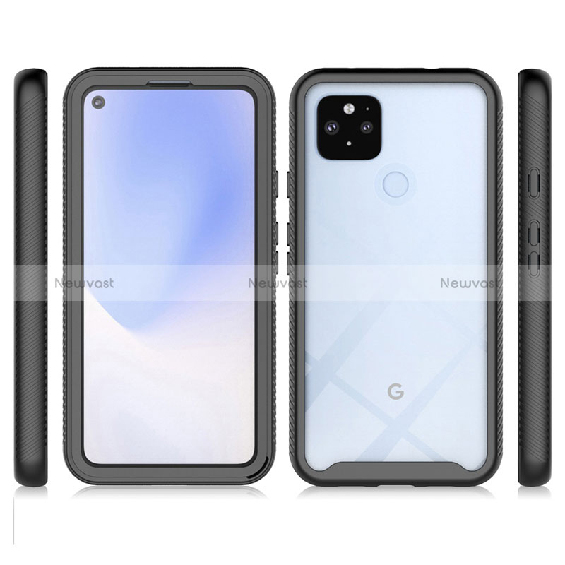 Silicone Transparent Frame Case Cover 360 Degrees ZJ3 for Google Pixel 4a 5G