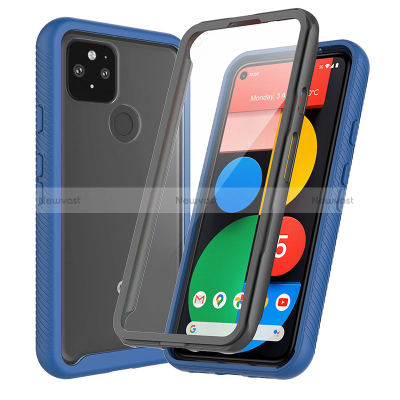Silicone Transparent Frame Case Cover 360 Degrees ZJ3 for Google Pixel 5