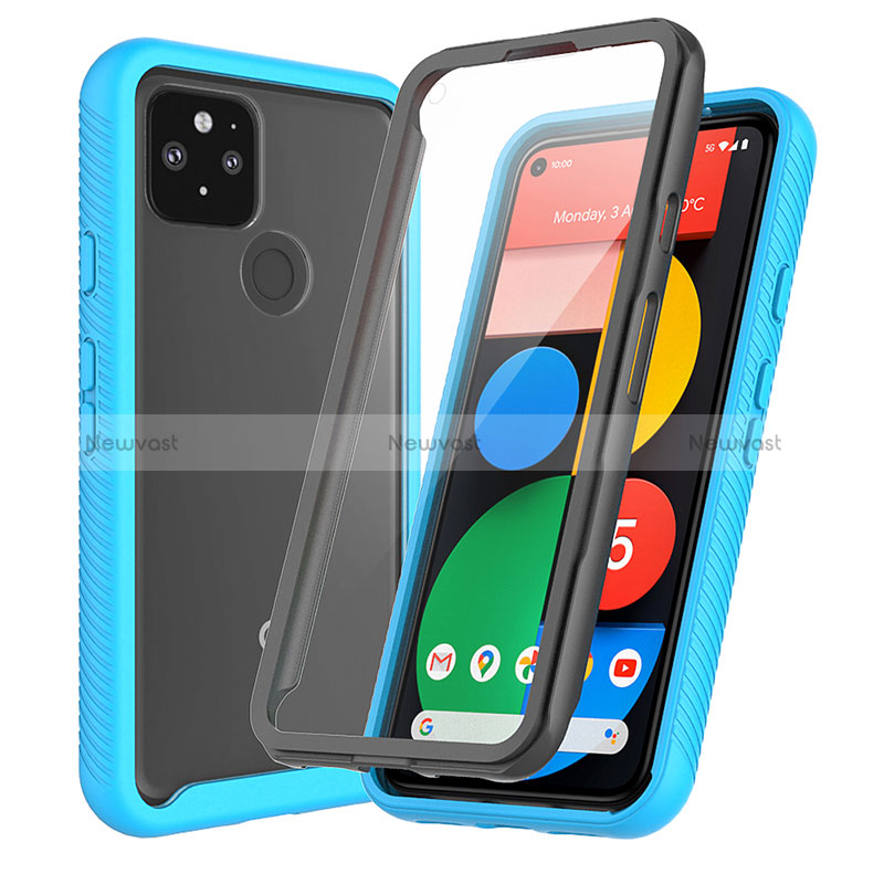 Silicone Transparent Frame Case Cover 360 Degrees ZJ3 for Google Pixel 5