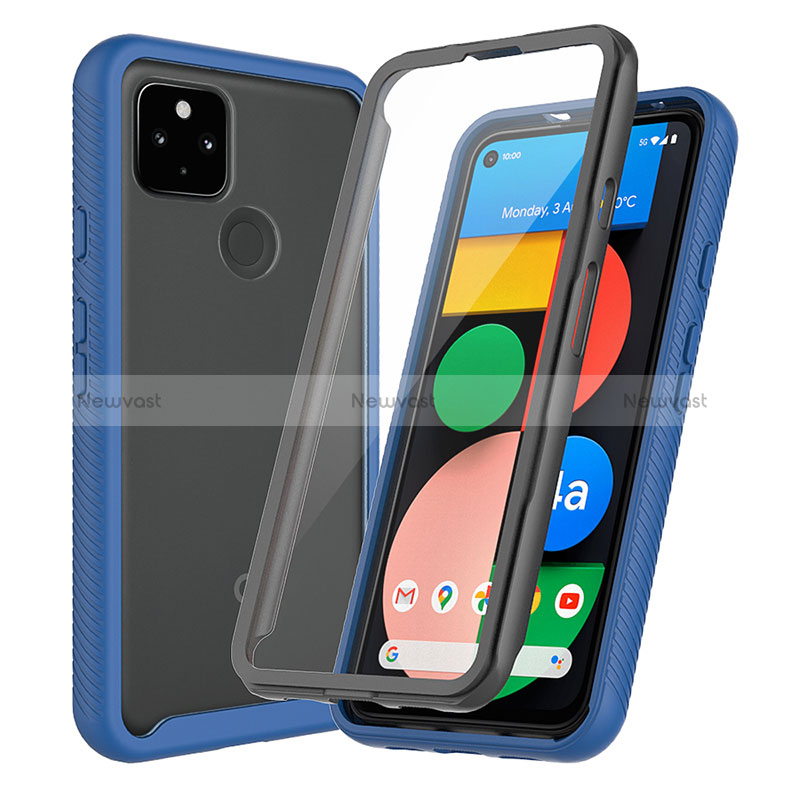 Silicone Transparent Frame Case Cover 360 Degrees ZJ3 for Google Pixel 5 XL 5G