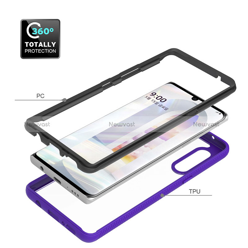 Silicone Transparent Frame Case Cover 360 Degrees ZJ3 for LG Velvet 4G