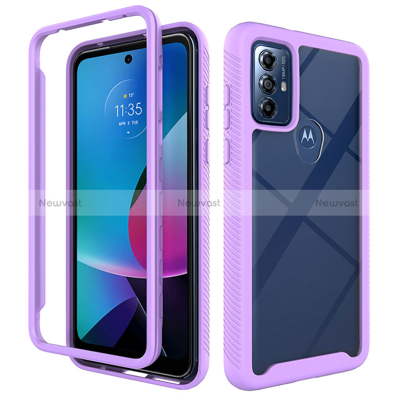 Silicone Transparent Frame Case Cover 360 Degrees ZJ3 for Motorola Moto G Power (2022) Purple