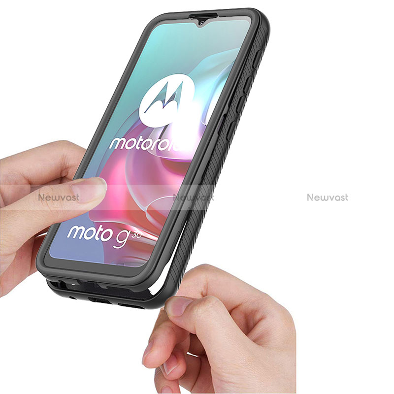 Silicone Transparent Frame Case Cover 360 Degrees ZJ3 for Motorola Moto G10 Power