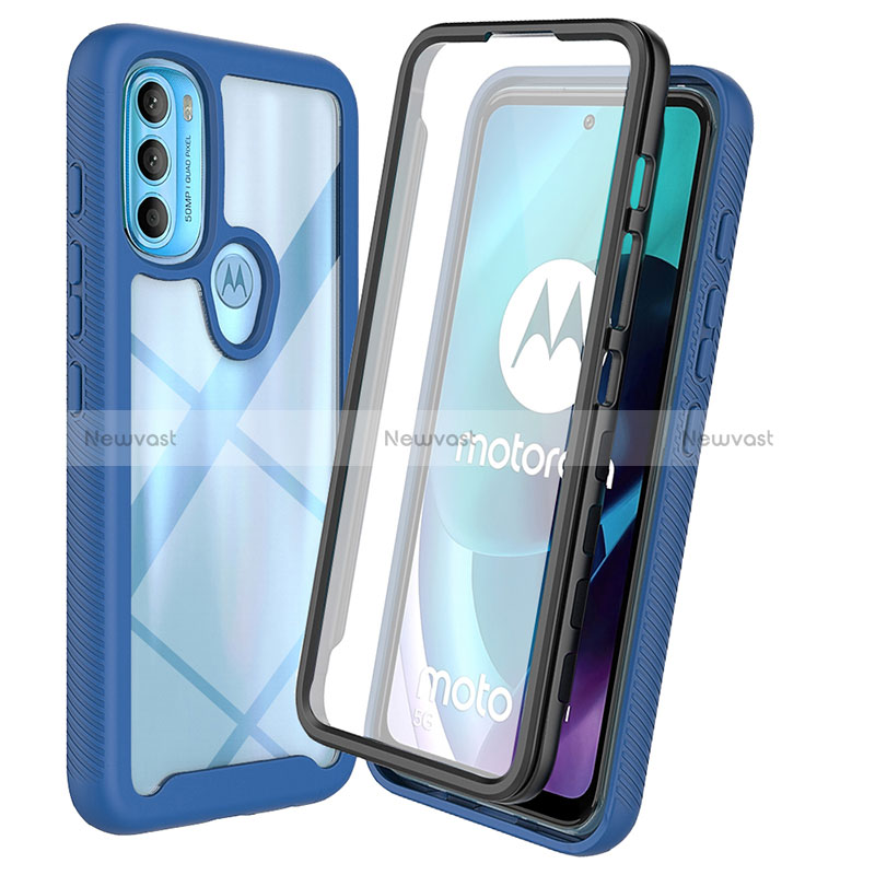 Silicone Transparent Frame Case Cover 360 Degrees ZJ3 for Motorola Moto G71 5G