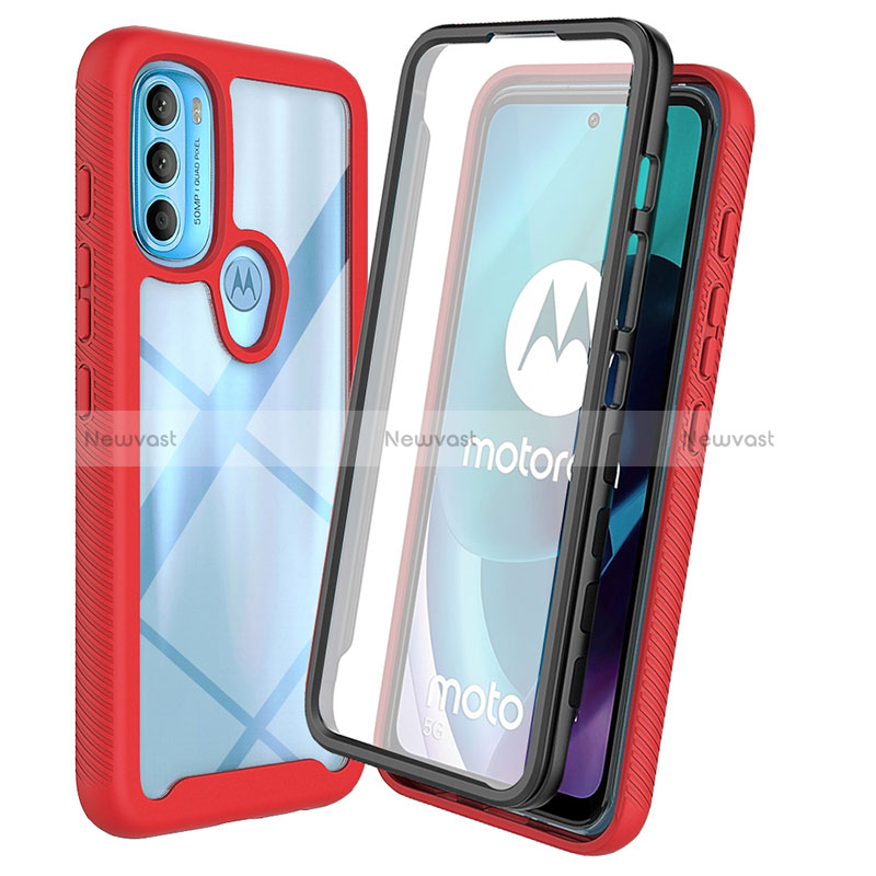 Silicone Transparent Frame Case Cover 360 Degrees ZJ3 for Motorola Moto G71 5G