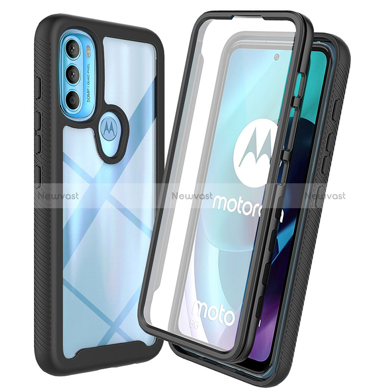 Silicone Transparent Frame Case Cover 360 Degrees ZJ3 for Motorola Moto G71 5G