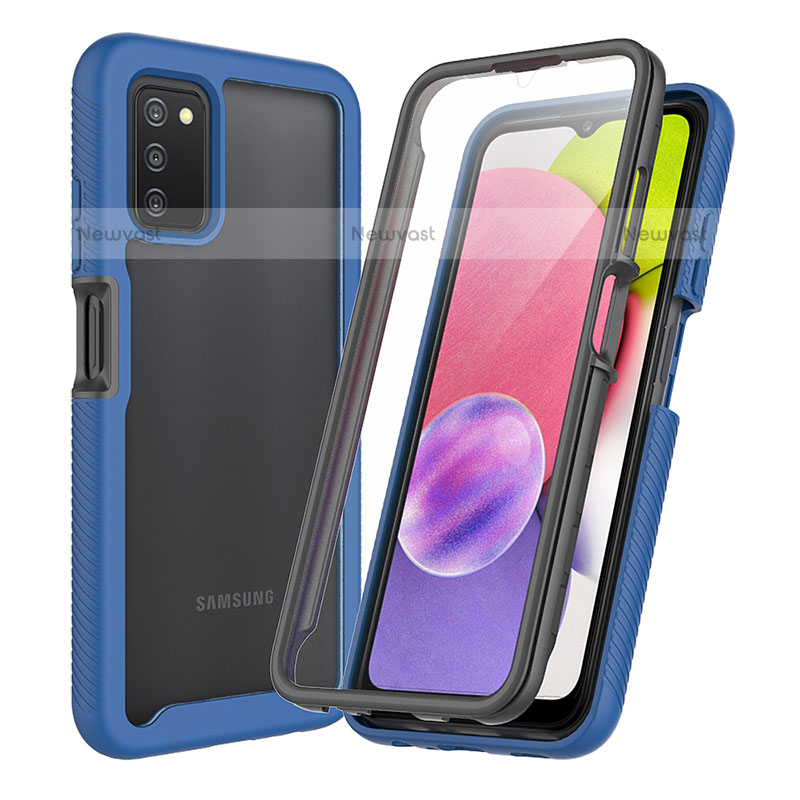 Silicone Transparent Frame Case Cover 360 Degrees ZJ3 for Samsung Galaxy A02s Blue