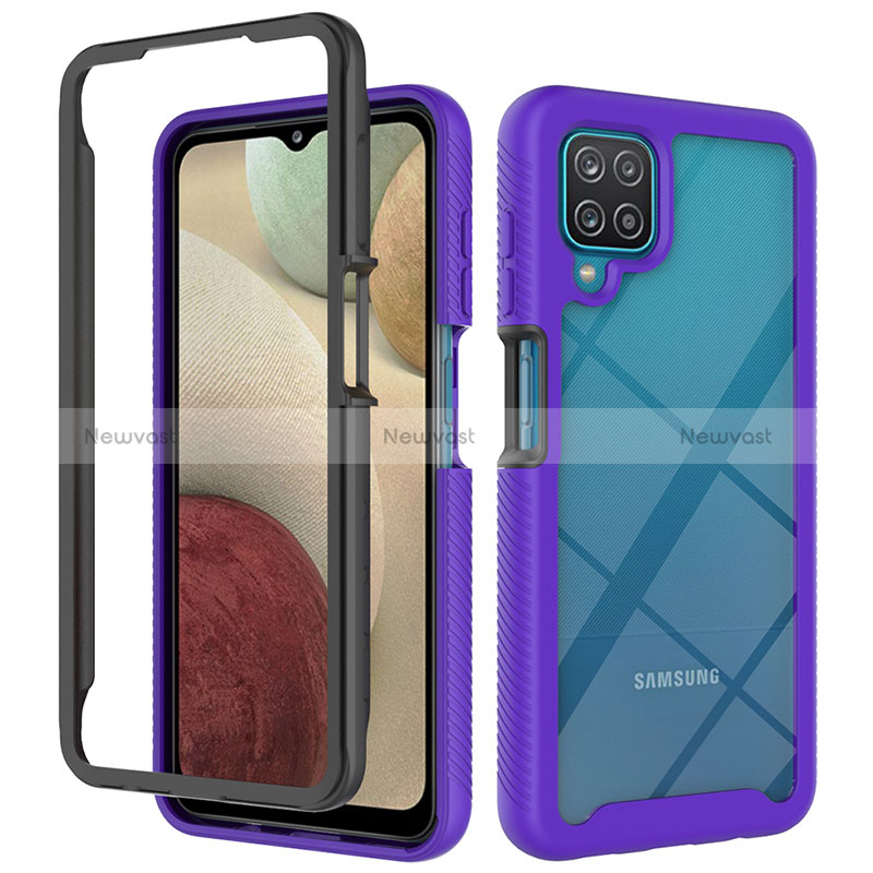 Silicone Transparent Frame Case Cover 360 Degrees ZJ3 for Samsung Galaxy A12 Nacho