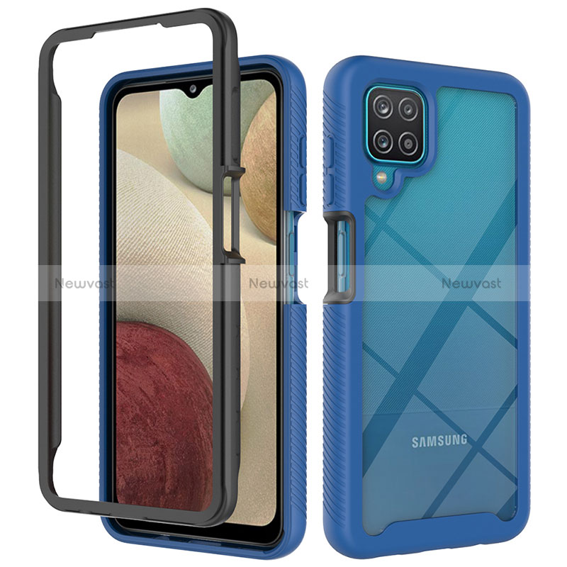 Silicone Transparent Frame Case Cover 360 Degrees ZJ3 for Samsung Galaxy A12 Nacho Blue