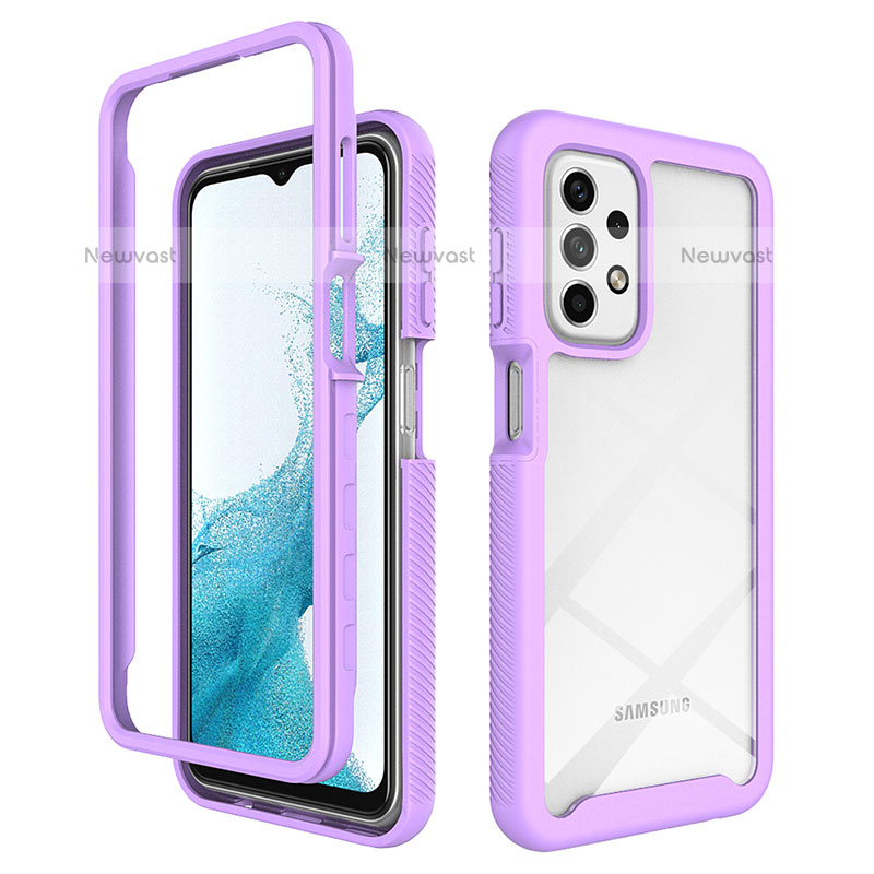 Silicone Transparent Frame Case Cover 360 Degrees ZJ3 for Samsung Galaxy A23 5G Clove Purple