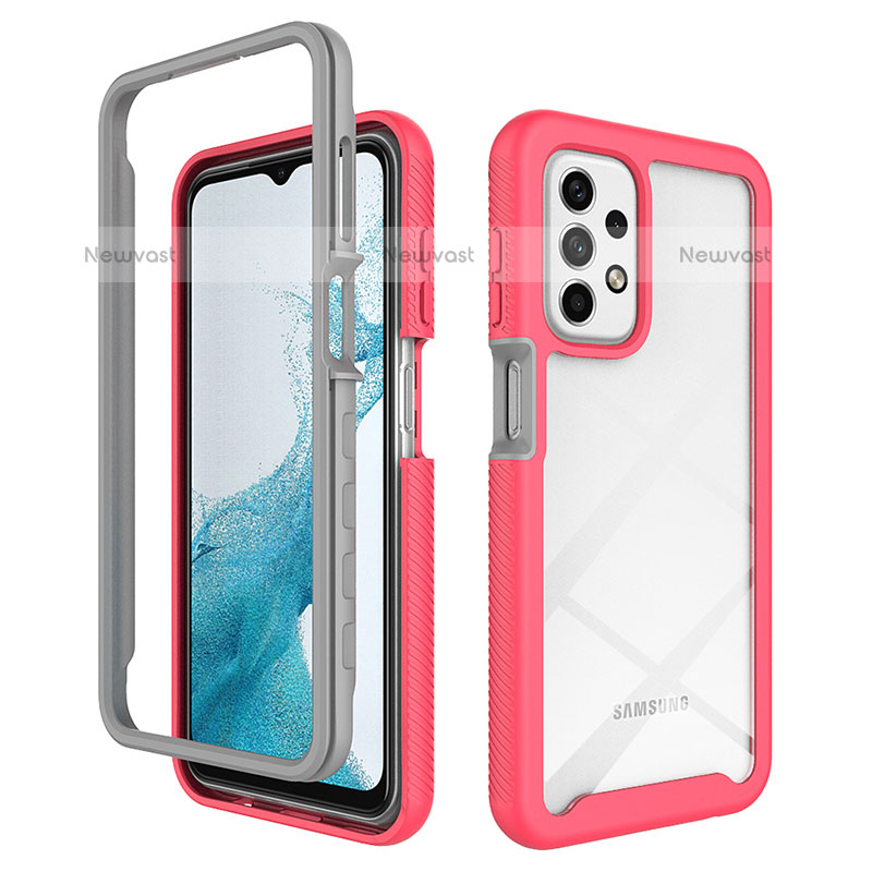Silicone Transparent Frame Case Cover 360 Degrees ZJ3 for Samsung Galaxy A23 5G Hot Pink