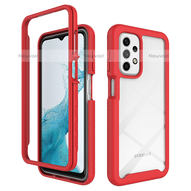 Silicone Transparent Frame Case Cover 360 Degrees ZJ3 for Samsung Galaxy A23 5G Red