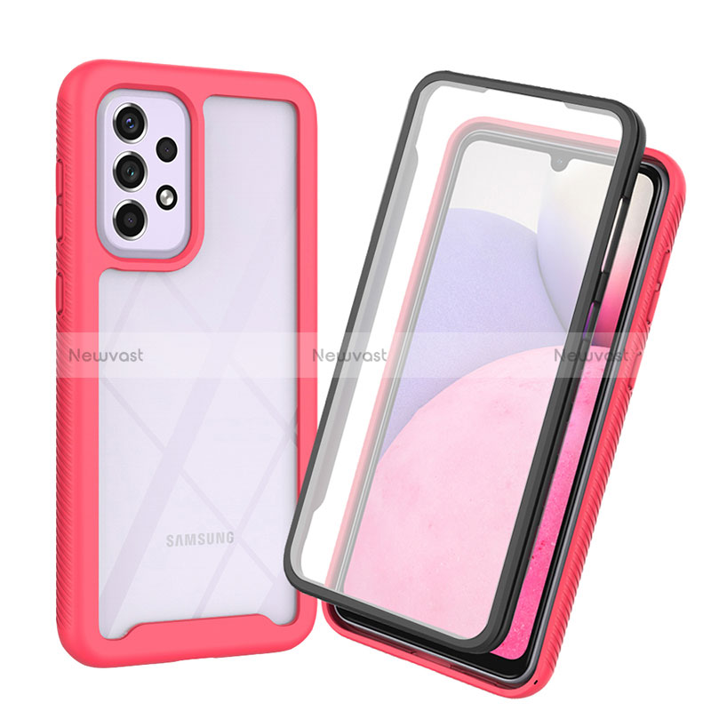 Silicone Transparent Frame Case Cover 360 Degrees ZJ3 for Samsung Galaxy A33 5G Hot Pink