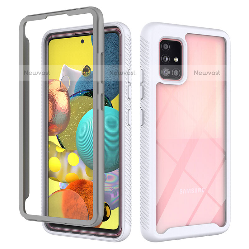 Silicone Transparent Frame Case Cover 360 Degrees ZJ3 for Samsung Galaxy A51 4G White
