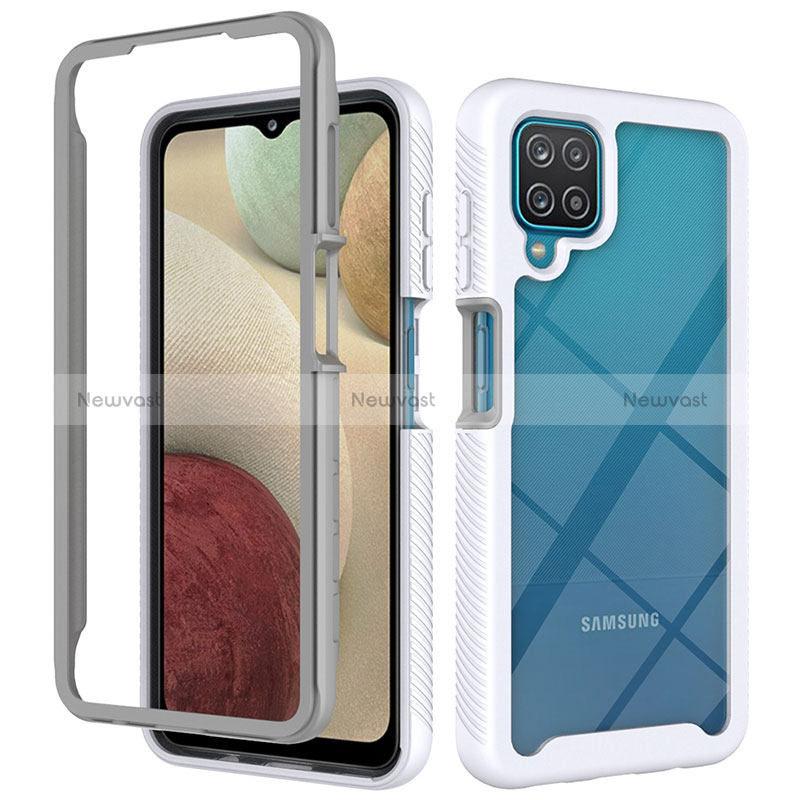 Silicone Transparent Frame Case Cover 360 Degrees ZJ3 for Samsung Galaxy M12 White
