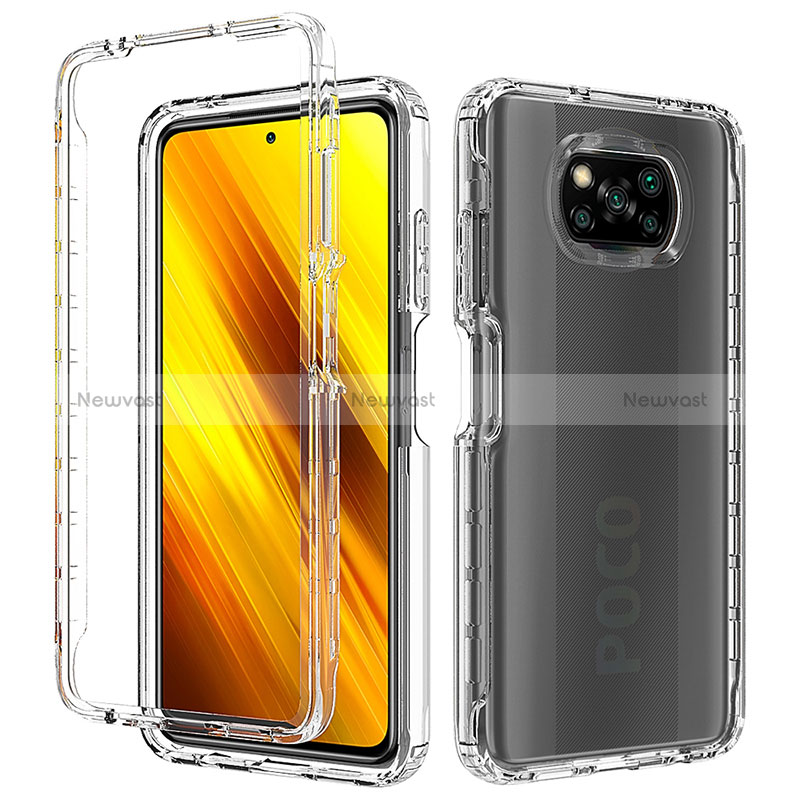 Silicone Transparent Frame Case Cover 360 Degrees ZJ3 for Xiaomi Poco X3 Pro Clear