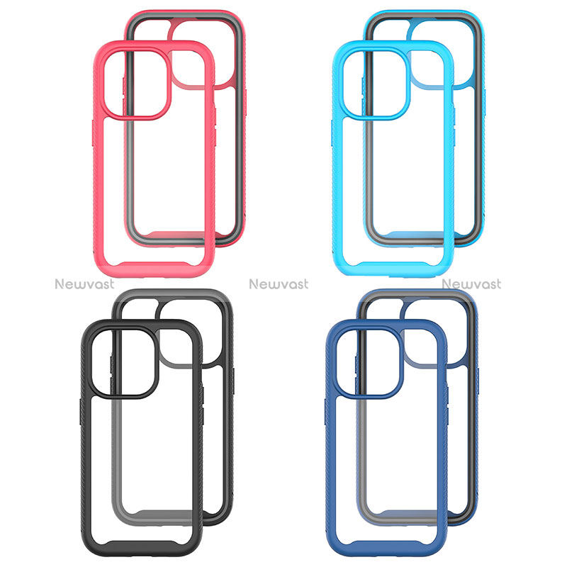 Silicone Transparent Frame Case Cover 360 Degrees ZJ4 for Apple iPhone 13 Pro Max