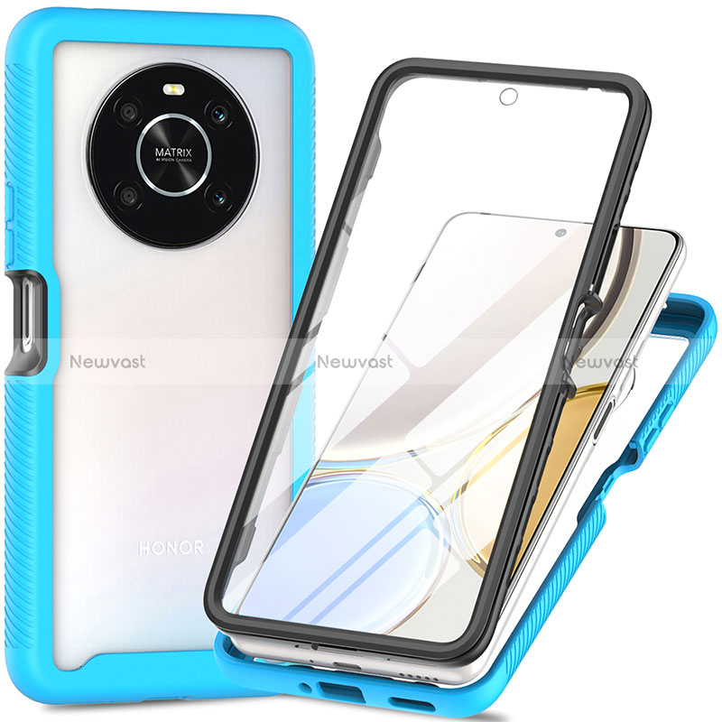 Silicone Transparent Frame Case Cover 360 Degrees ZJ4 for Huawei Honor X9 4G