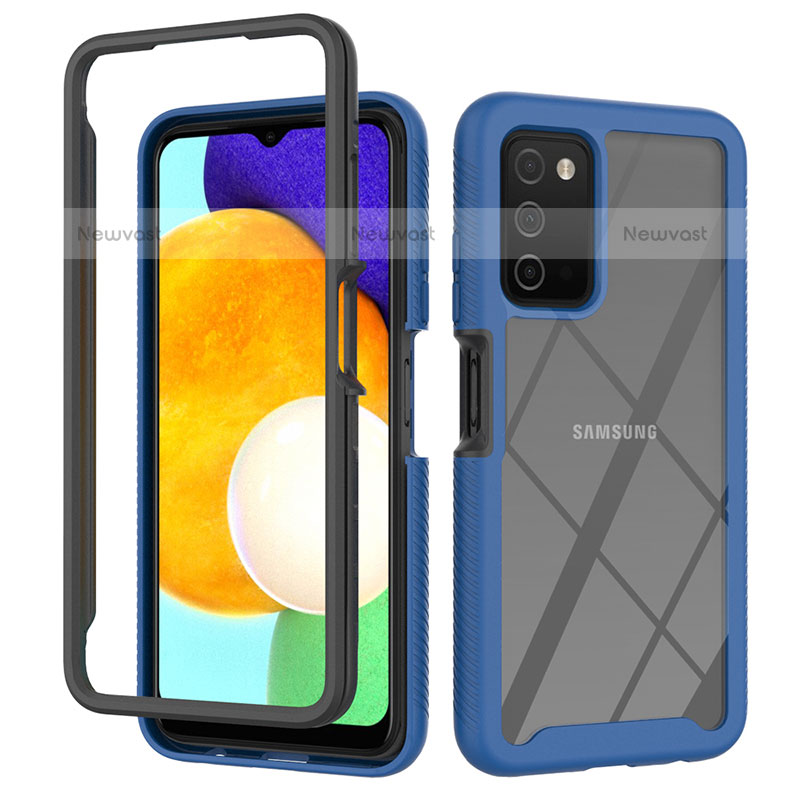 Silicone Transparent Frame Case Cover 360 Degrees ZJ4 for Samsung Galaxy A02s Blue