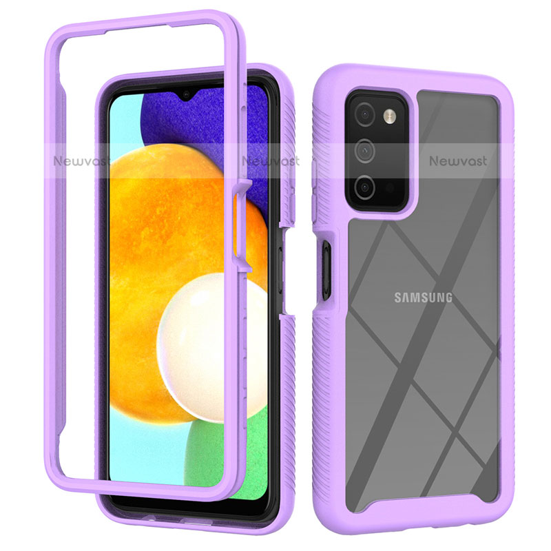 Silicone Transparent Frame Case Cover 360 Degrees ZJ4 for Samsung Galaxy A02s Clove Purple