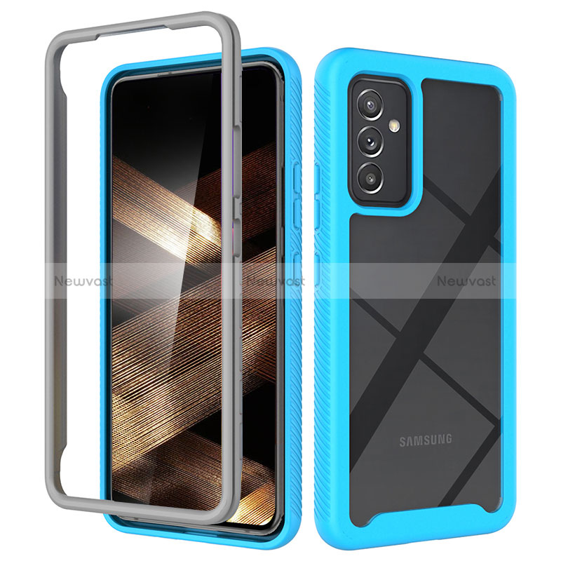 Silicone Transparent Frame Case Cover 360 Degrees ZJ4 for Samsung Galaxy A15 5G Sky Blue