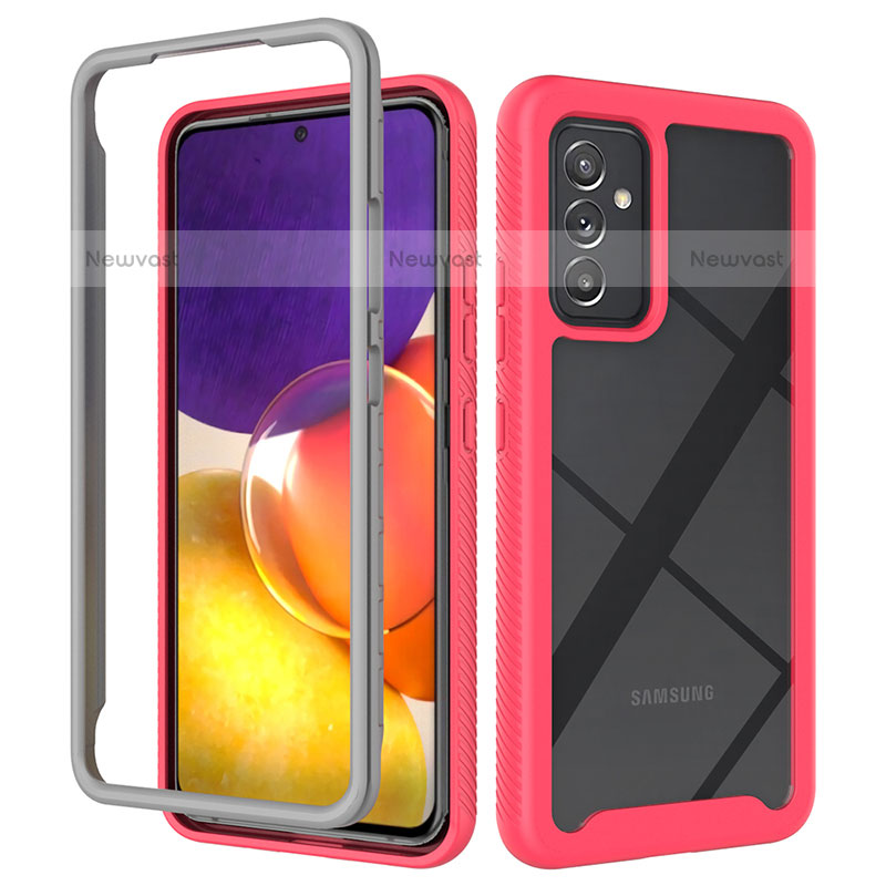 Silicone Transparent Frame Case Cover 360 Degrees ZJ4 for Samsung Galaxy Quantum2 5G Hot Pink