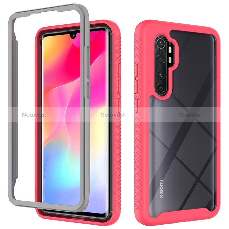 Silicone Transparent Frame Case Cover 360 Degrees ZJ4 for Xiaomi Mi Note 10 Lite Hot Pink