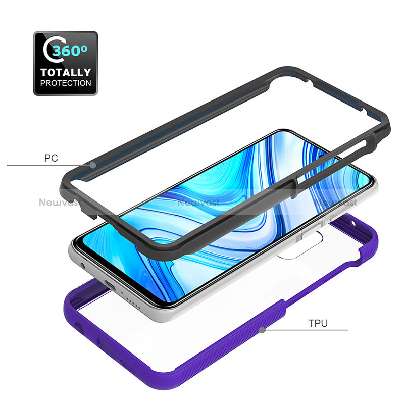 Silicone Transparent Frame Case Cover 360 Degrees ZJ4 for Xiaomi Redmi Note 9 Pro Max