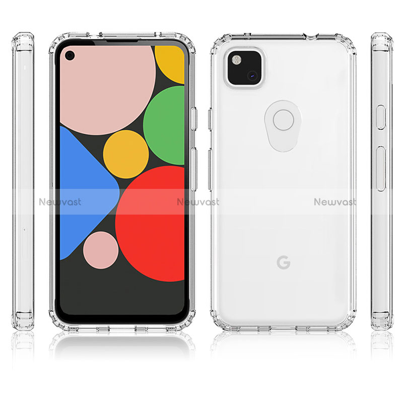 Silicone Transparent Frame Case Cover 360 Degrees ZJ5 for Google Pixel 4a