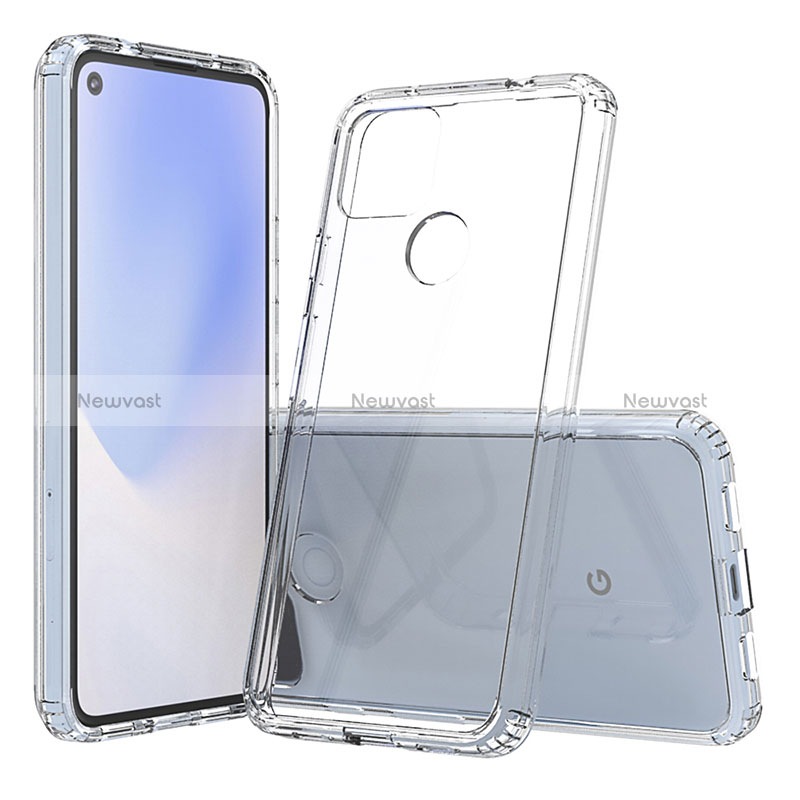 Silicone Transparent Frame Case Cover 360 Degrees ZJ5 for Google Pixel 4a 5G Clear