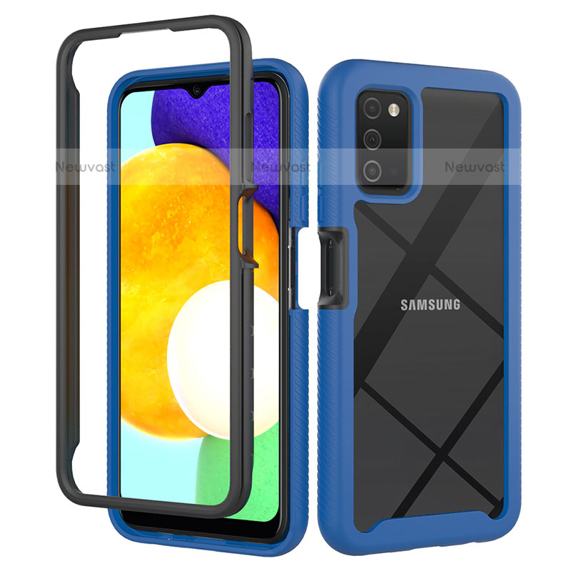 Silicone Transparent Frame Case Cover 360 Degrees ZJ5 for Samsung Galaxy A02s Blue