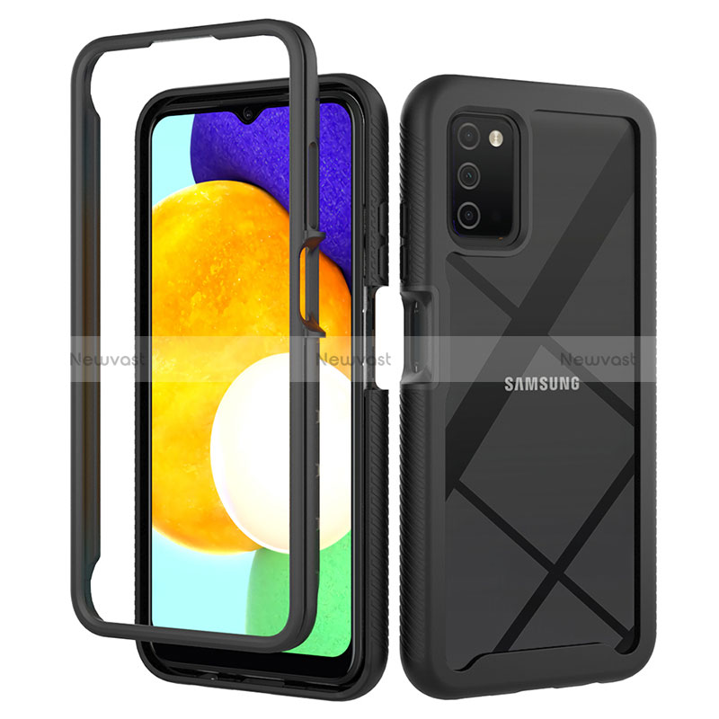 Silicone Transparent Frame Case Cover 360 Degrees ZJ5 for Samsung Galaxy M02s Black