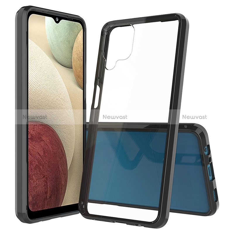 Silicone Transparent Frame Case Cover 360 Degrees ZJ5 for Samsung Galaxy M12 Black