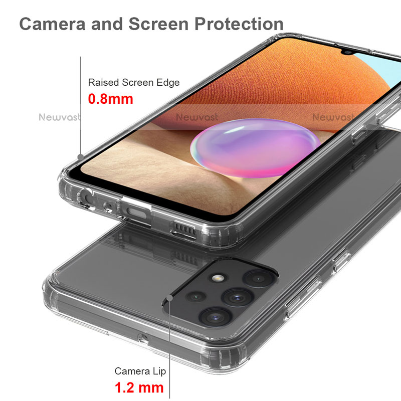 Silicone Transparent Frame Case Cover 360 Degrees ZJ5 for Samsung Galaxy M32 5G