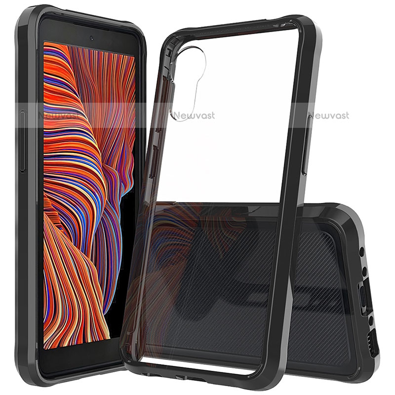 Silicone Transparent Frame Case Cover 360 Degrees ZJ5 for Samsung Galaxy XCover 5 SM-G525F Black