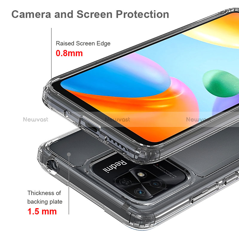 Silicone Transparent Frame Case Cover 360 Degrees ZJ5 for Xiaomi Redmi 10 India