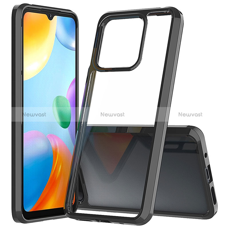 Silicone Transparent Frame Case Cover 360 Degrees ZJ5 for Xiaomi Redmi 10C 4G Black
