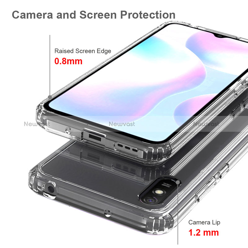 Silicone Transparent Frame Case Cover 360 Degrees ZJ5 for Xiaomi Redmi 9AT